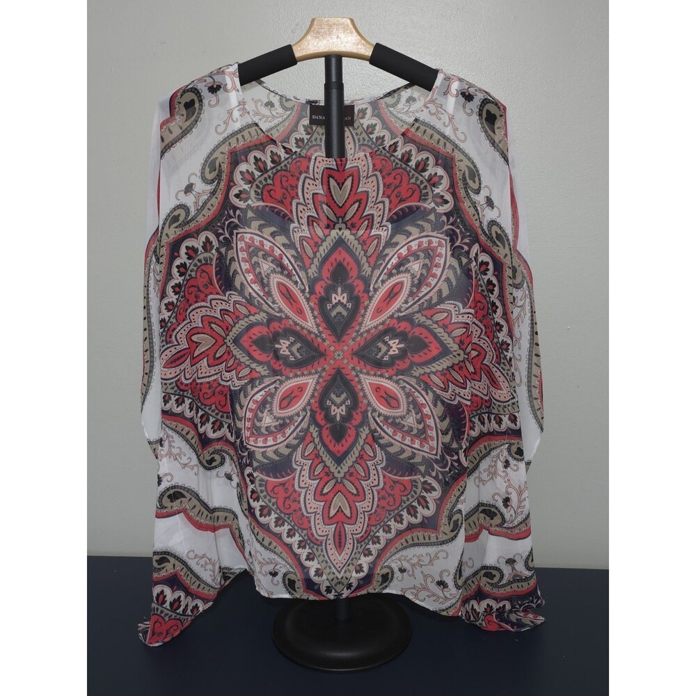Dana Buchman Medallion Sheer Chiffon w/ Tank Blouse Pullover w/Tag  size M